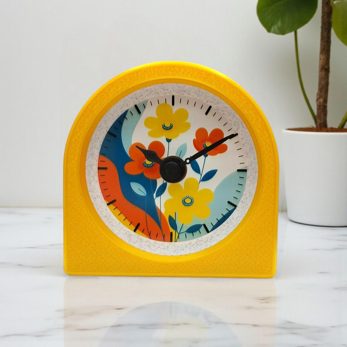 Yellow Retro Flower Clock