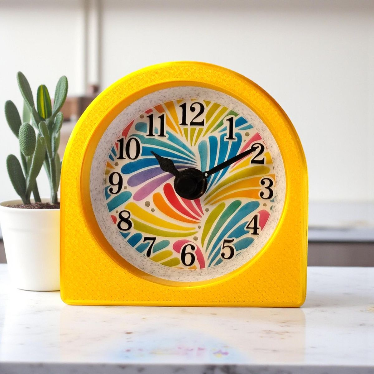 Yellow Spoonflower Swirl Clock