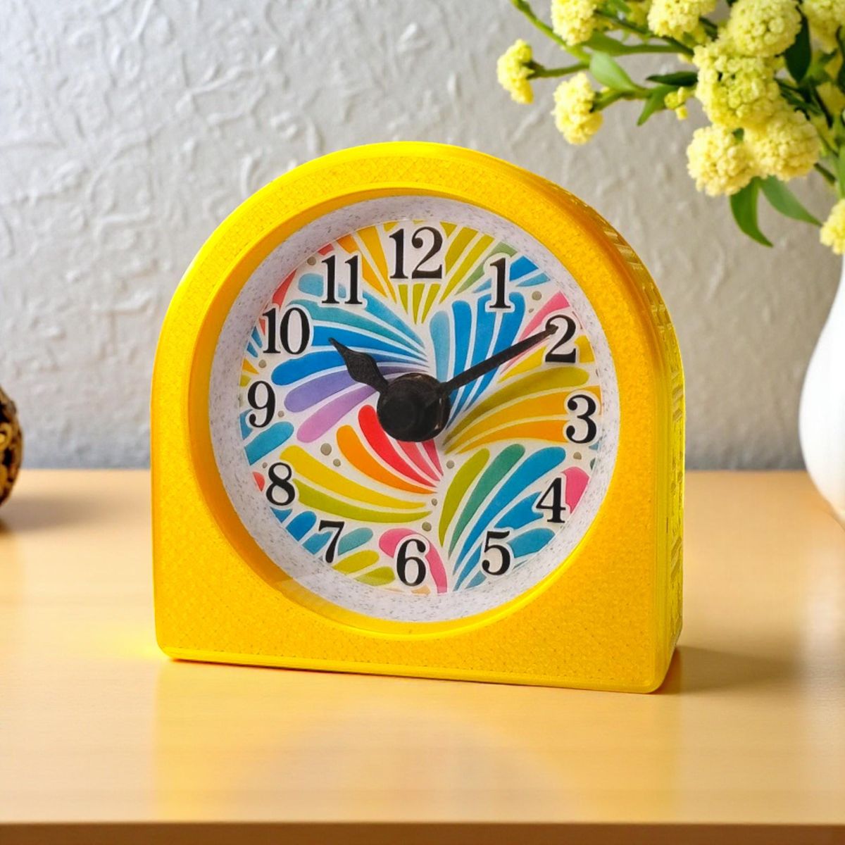 Yellow Spoonflower Swirl Clock — view 2