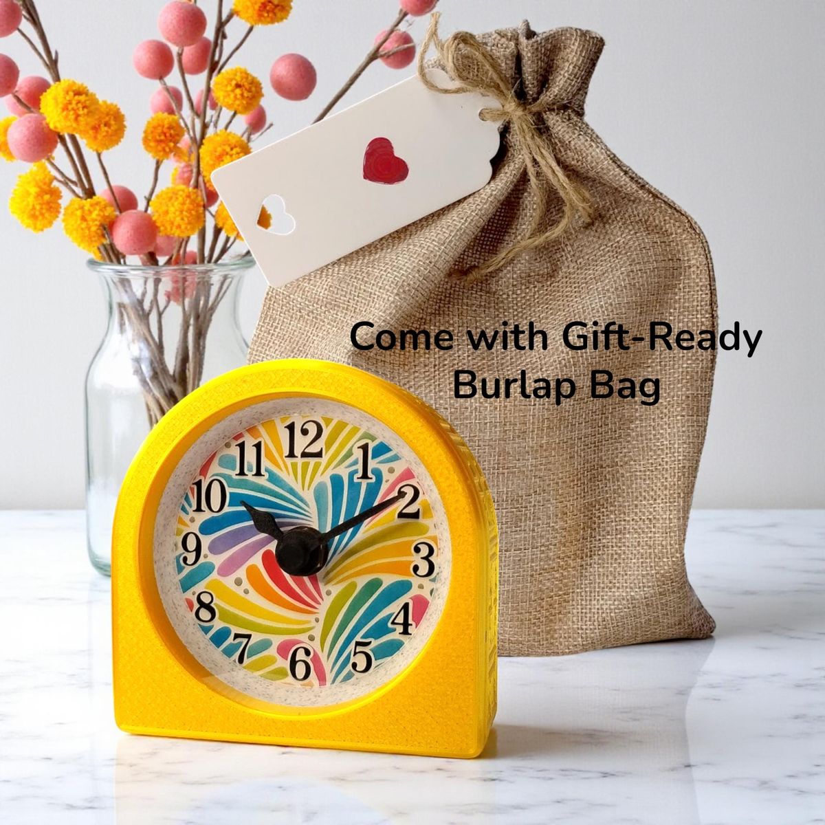 Yellow Spoonflower Swirl Clock — view 6