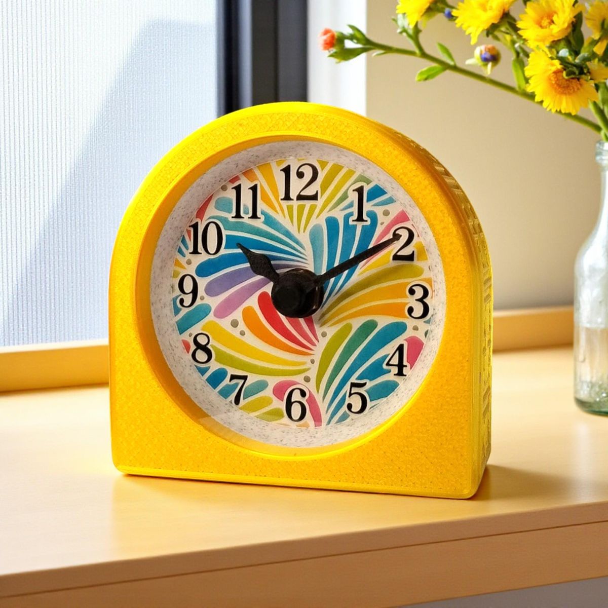 Yellow Spoonflower Swirl Clock — view 7