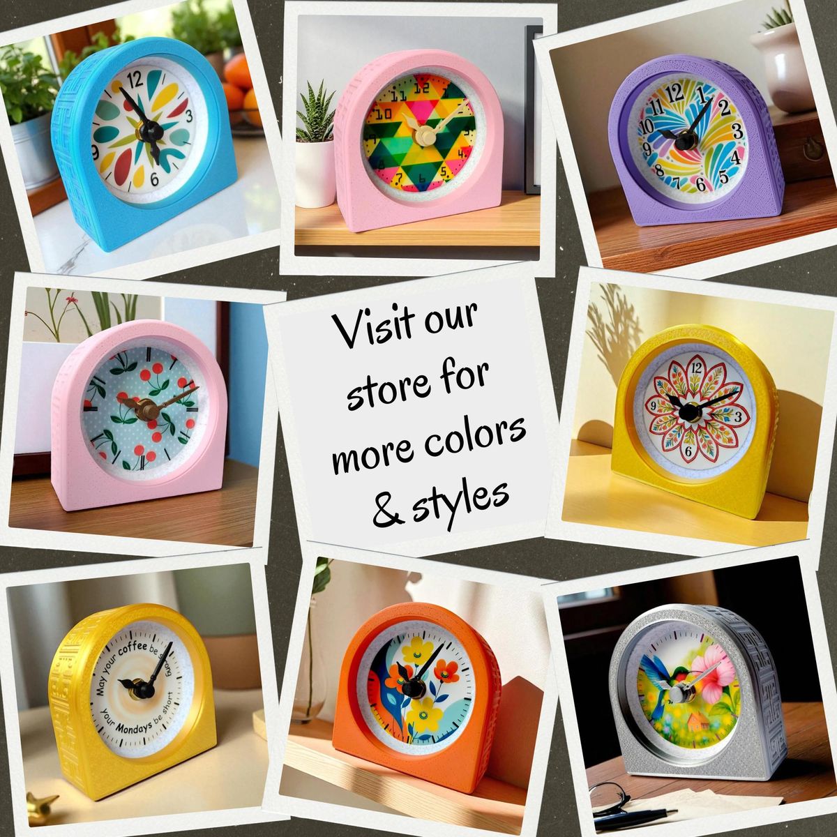Yellow Spoonflower Swirl Clock — view 10